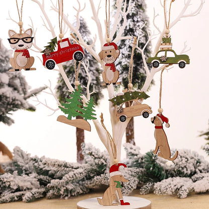 Wooden Animal Christmas Tree Ornaments