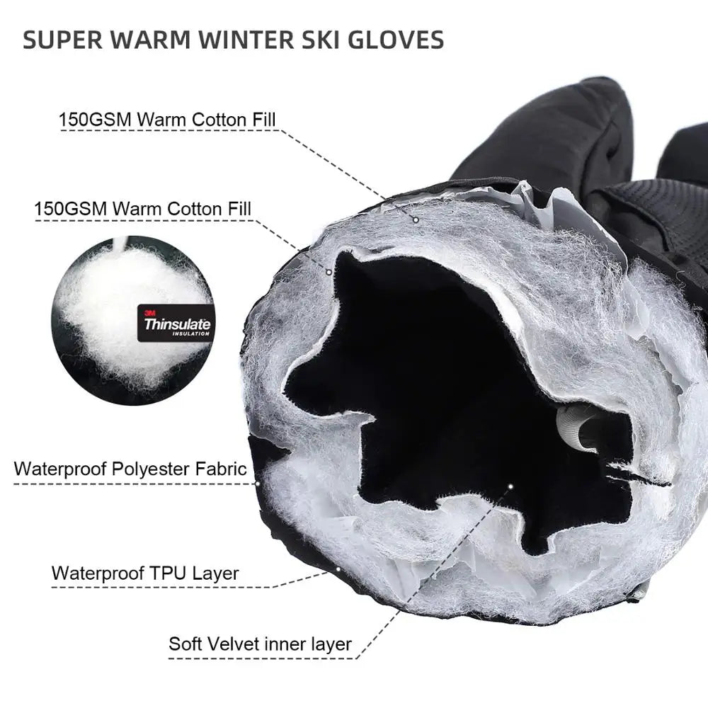 Waterproof Ski Gloves with Thinsulate Insulation