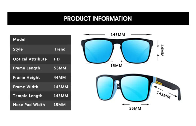 Quadratische Sonnenbrille mit polarisiertem Spiegel für Herren