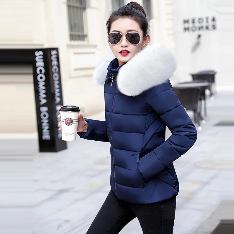 European Style Winter Jacket Big Fur Hood Warm Coat