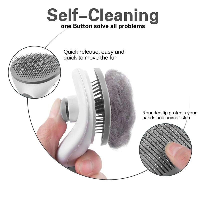 Peigne de brosse à cheveux en acier inoxydable pour toilettage pour animaux de compagnie