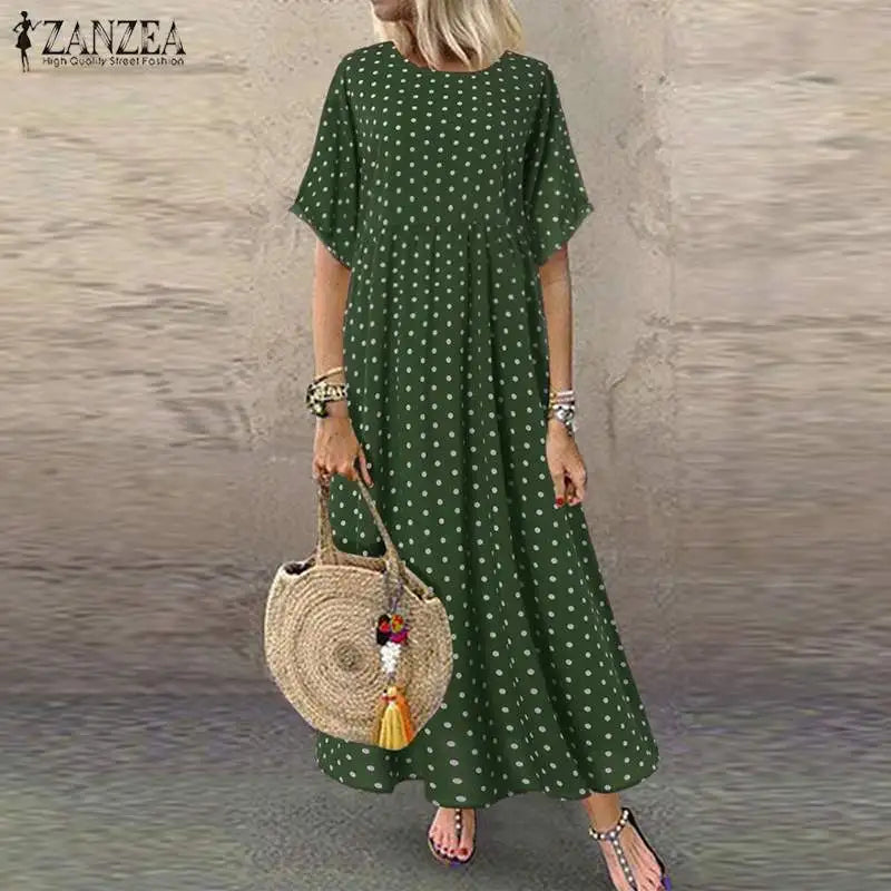 ZANZEA Polka Dot Maxi Dress