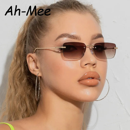 Rimless Square Rectangle Punk Sunglasses