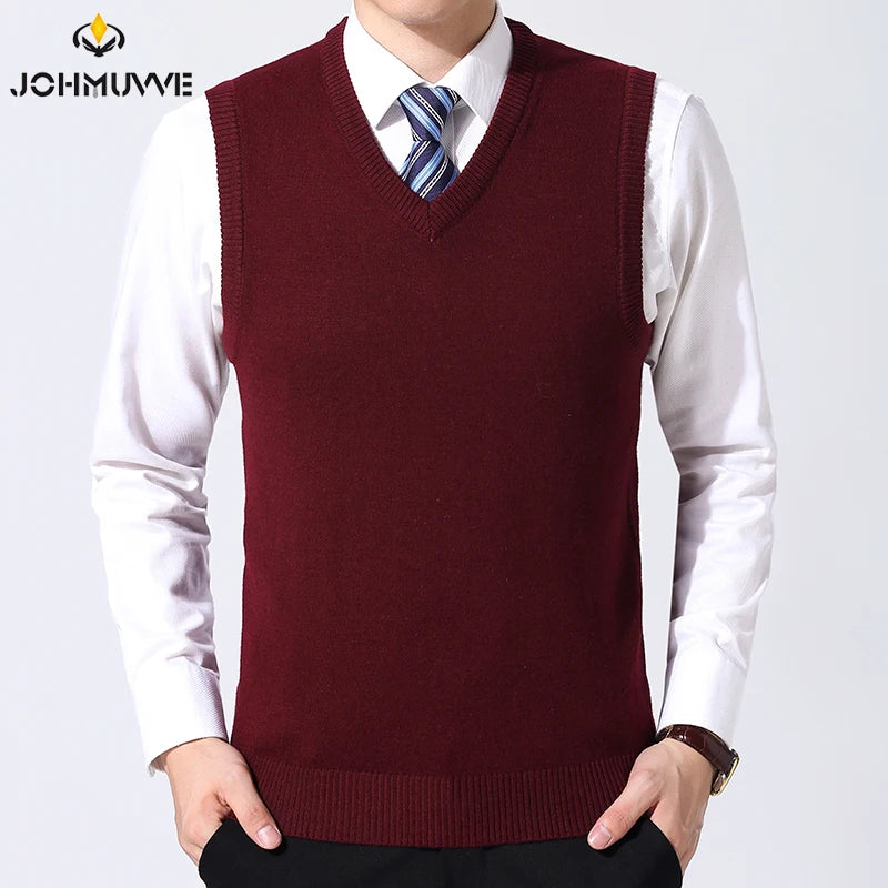 Men's V-neck Woolen Knit Vest