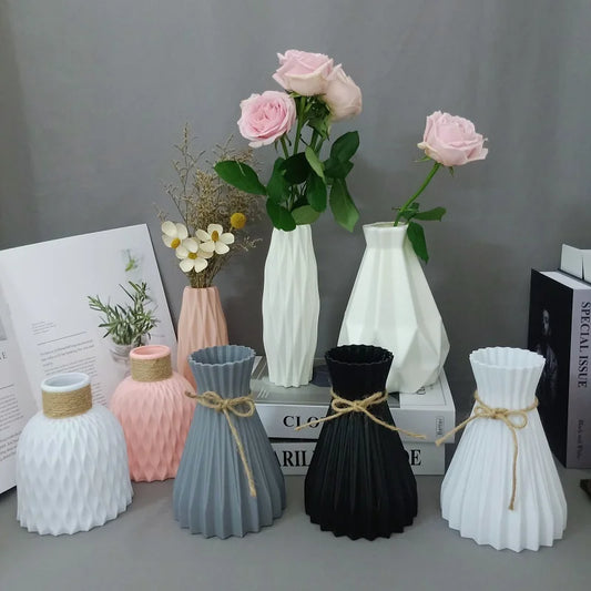 Vase panier à fleurs en plastique incassable de style européen