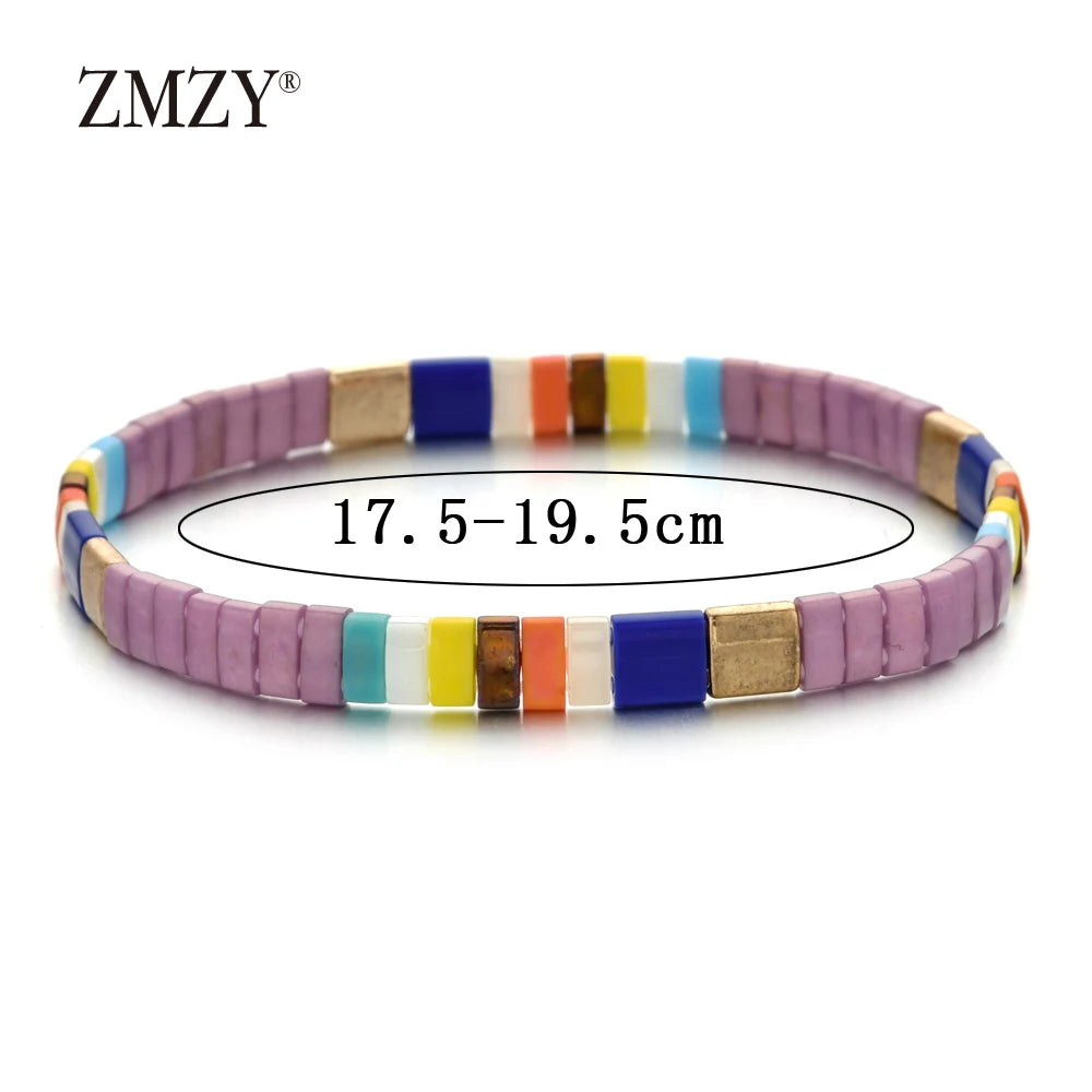 Women's Tila Beads Elastic Geometric Bracelet