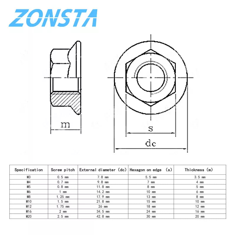 304 Stainless Steel Hexagon Flange Locknuts