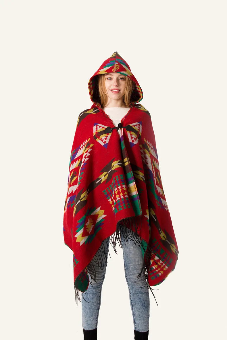 Ethnic Multifunctional Bohemian Shawl with Fringe and Tassels