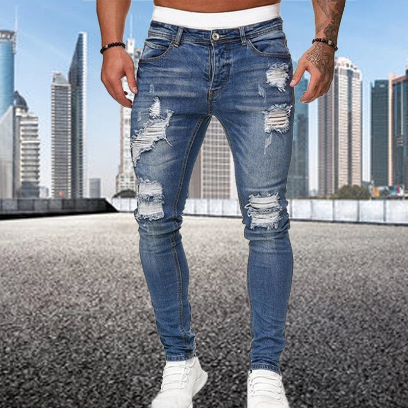 Zerrissene Vintage-Skinny-Jeans für Herren