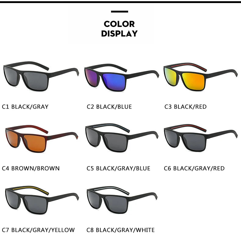 Polarisierte Sonnenbrille im Sportstil, quadratische Retro-Fahrbrille