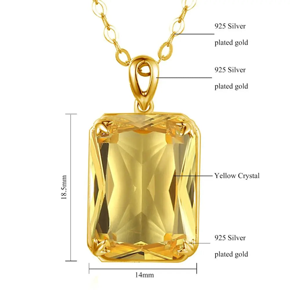 Crystal Gemstone Pendant Gold & Sterling Silver Necklace