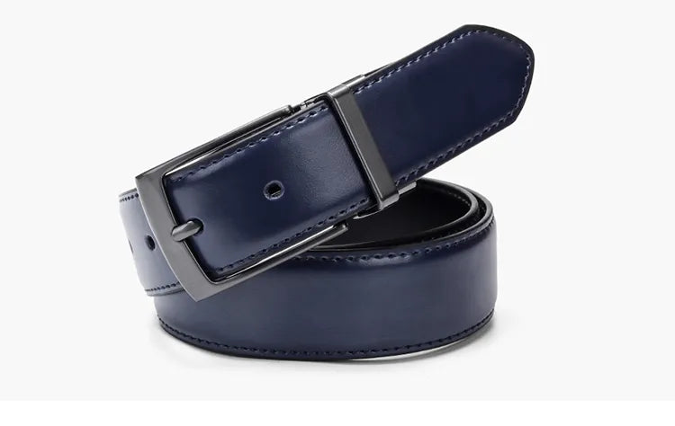 Ceinture Réversible En Cuir Pour Jeans Pour Homme Bleue Et Noire