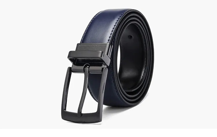 Ceinture Réversible En Cuir Pour Jeans Pour Homme Bleue Et Noire