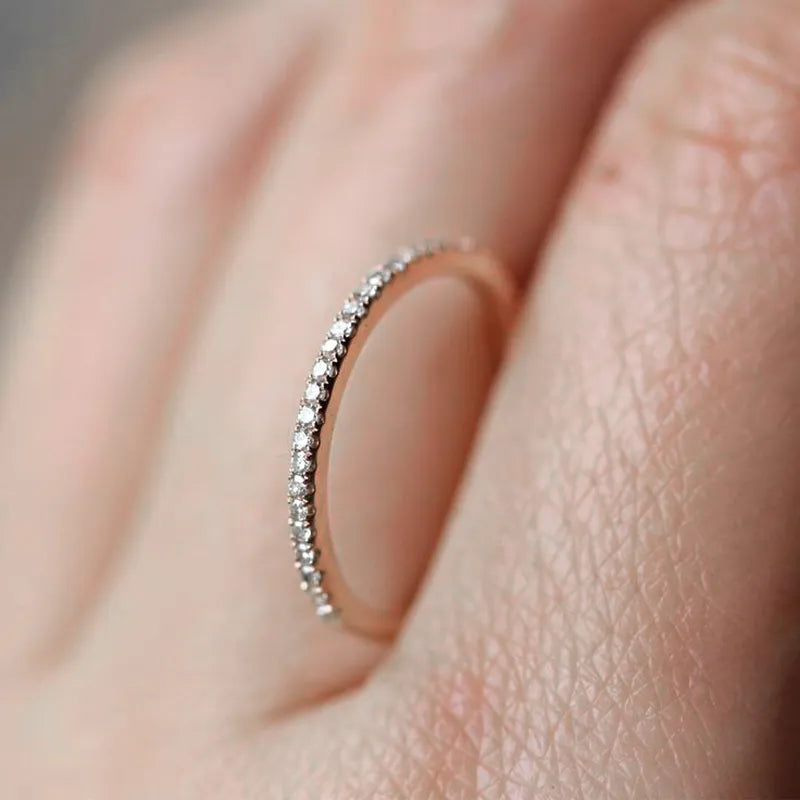 Micro Pave Zircon Stackable Tiny Rings for Women