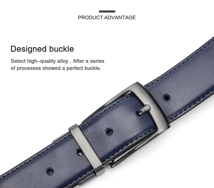 Ceinture Réversible En Cuir Pour Jeans Pour Homme Bleue Et Noire