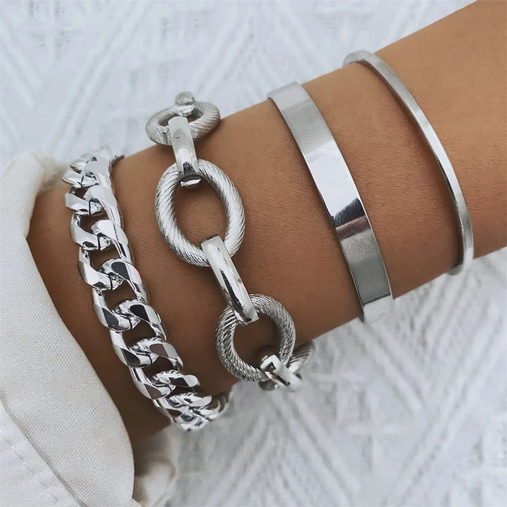 Retro-Punk-Metallketten-Armband-Set für Damen