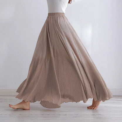 High-Quality Cotton Linen A-Line Skirt