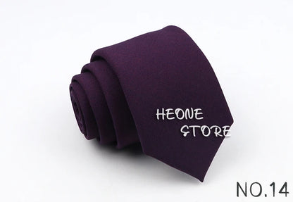 Skinny Solid Color Necktie for Casual Wedding Suit