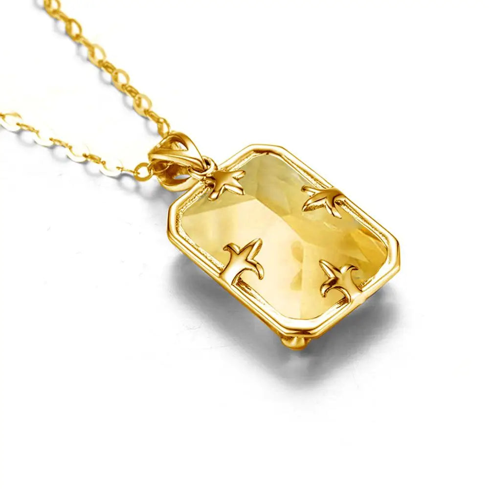 Crystal Gemstone Pendant Gold & Sterling Silver Necklace