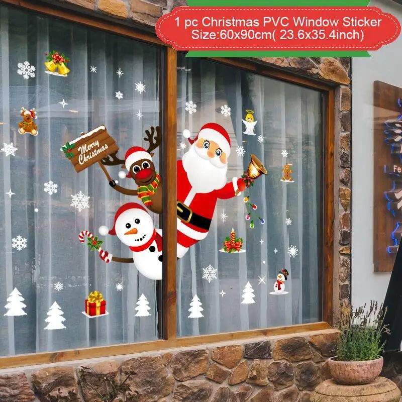Merry Christmas Home Decor Window Sticker - Xmas Ornament for Festive Natal Gifts