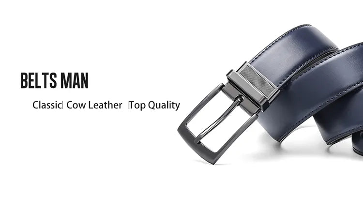 Ceinture Réversible En Cuir Pour Jeans Pour Homme Bleue Et Noire