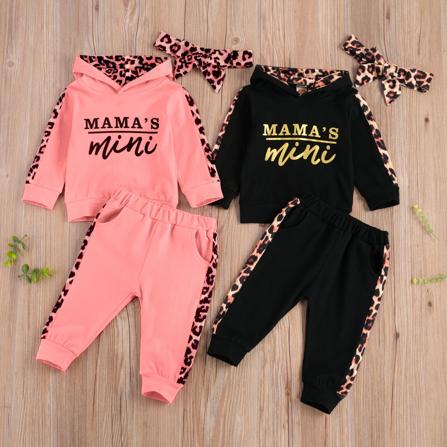 3PCS Black Spring & Autumn Baby Girls Hooded Long Sleeved