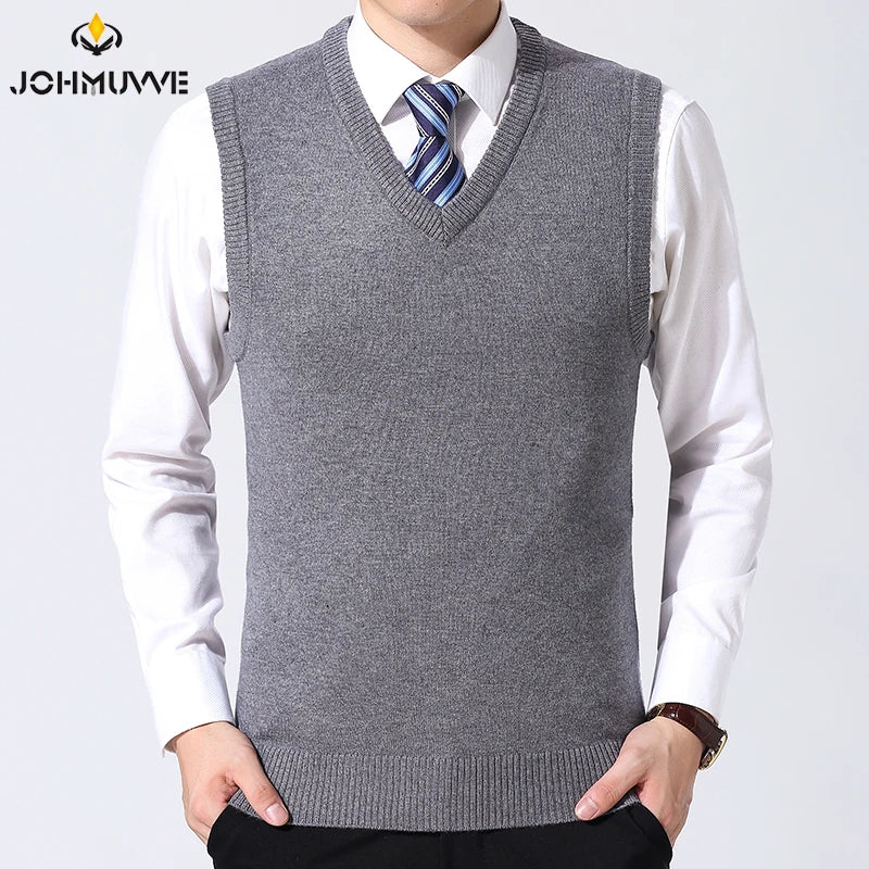 Men's V-neck Woolen Knit Vest