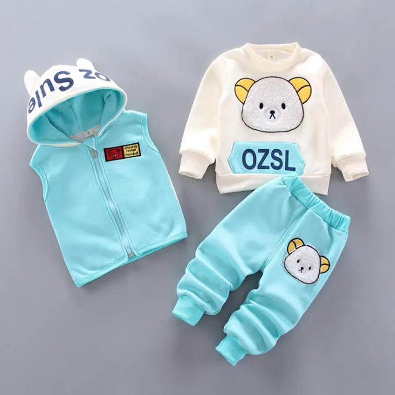 Baby Boys & Girls 3PCS Hooded Outerwear Tops Pants