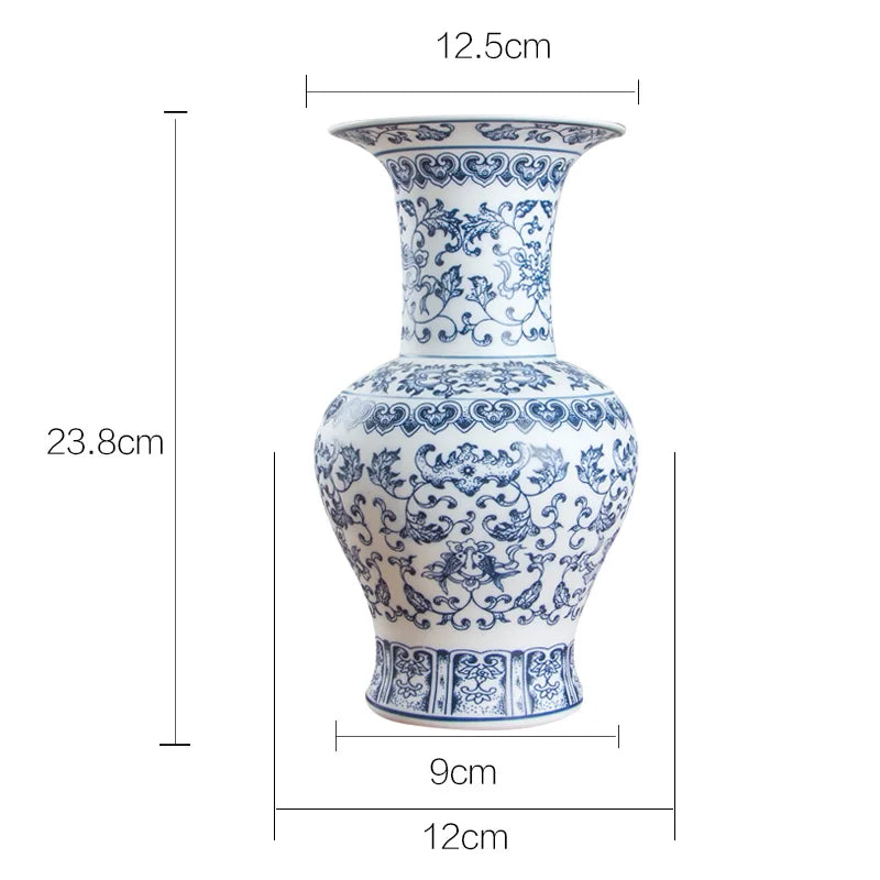 Interlocking Lotus Design Ceramic Porcelain Vases