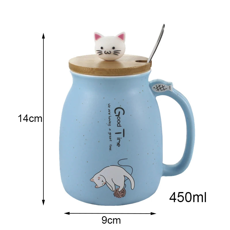 Creative Cat Mug with Lid - 450ml