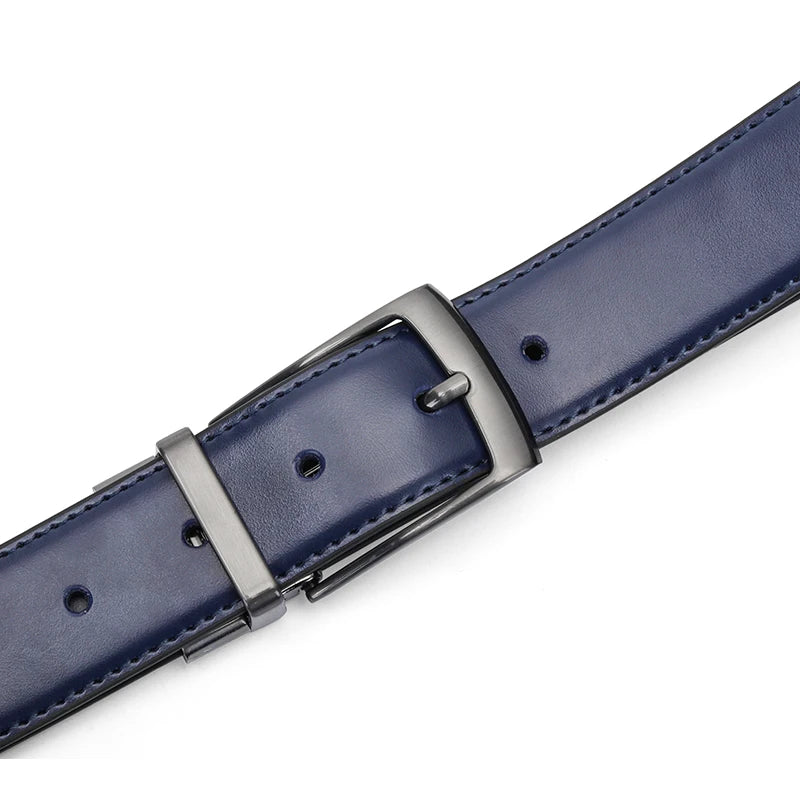 Ceinture Réversible En Cuir Pour Jeans Pour Homme Bleue Et Noire