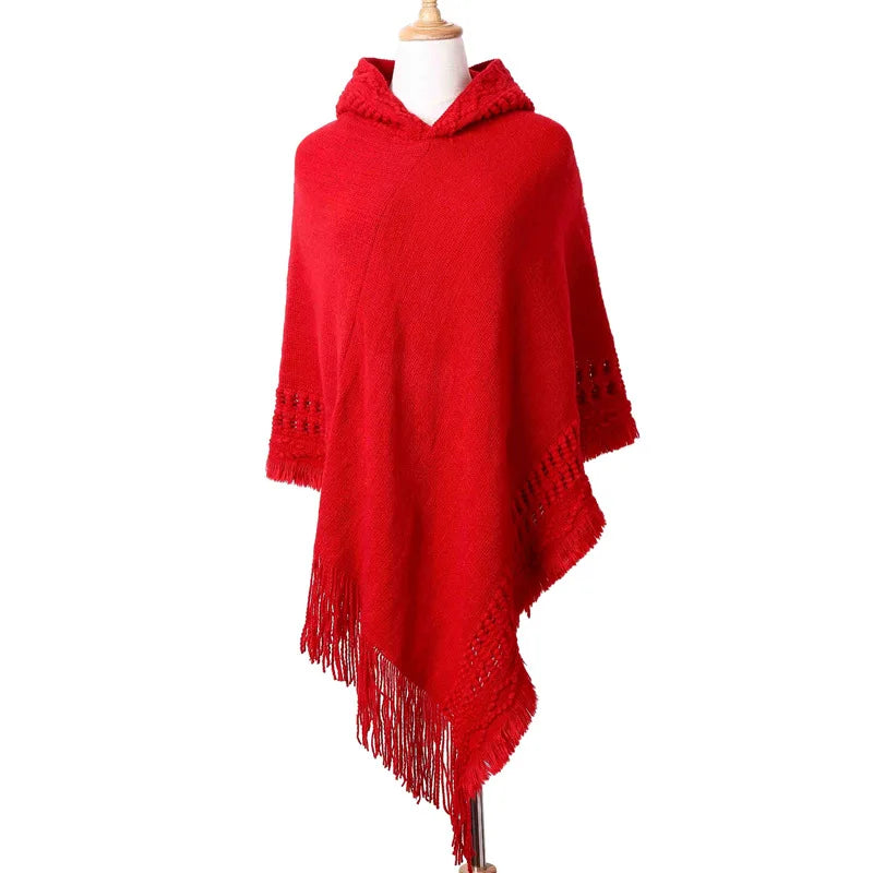 New Ladies Tassel Cape Coat with Fringe Design