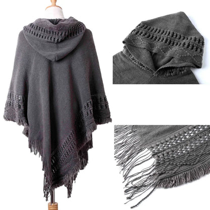 Neuer Damen-Cape-Mantel mit Quaste und Fransen-Design