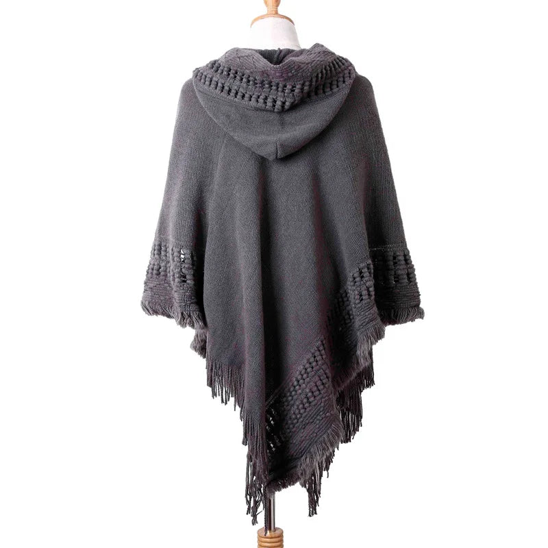 New Ladies Tassel Cape Coat with Fringe Design