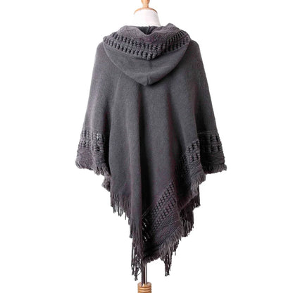 Neuer Damen-Cape-Mantel mit Quaste und Fransen-Design