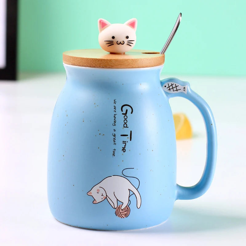 Creative Cat Mug with Lid - 450ml