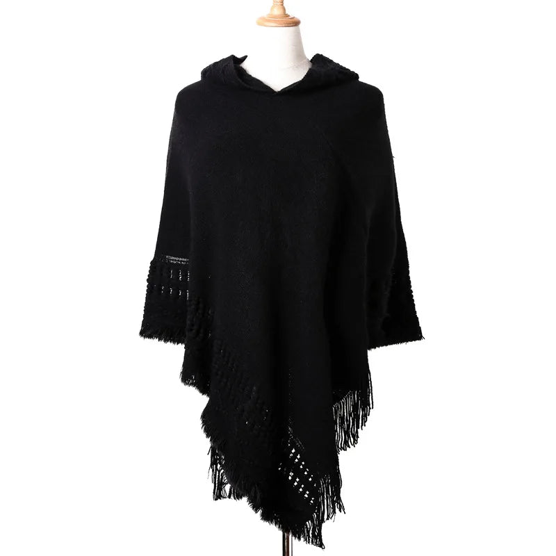 New Ladies Tassel Cape Coat with Fringe Design