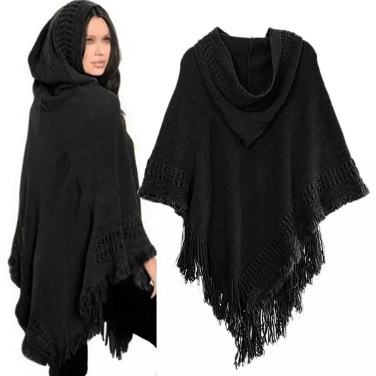 New Ladies Tassel Cape Coat with Fringe Design