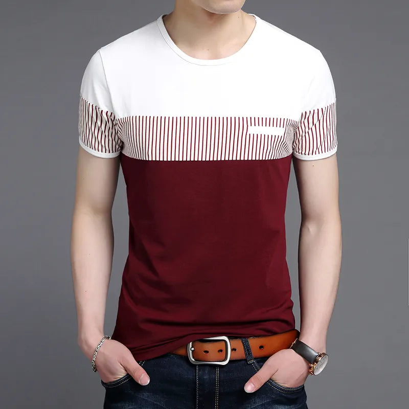 Herren-Sommer-Street-Style, hochwertige koreanische T-Shirts mit O-Ausschnitt