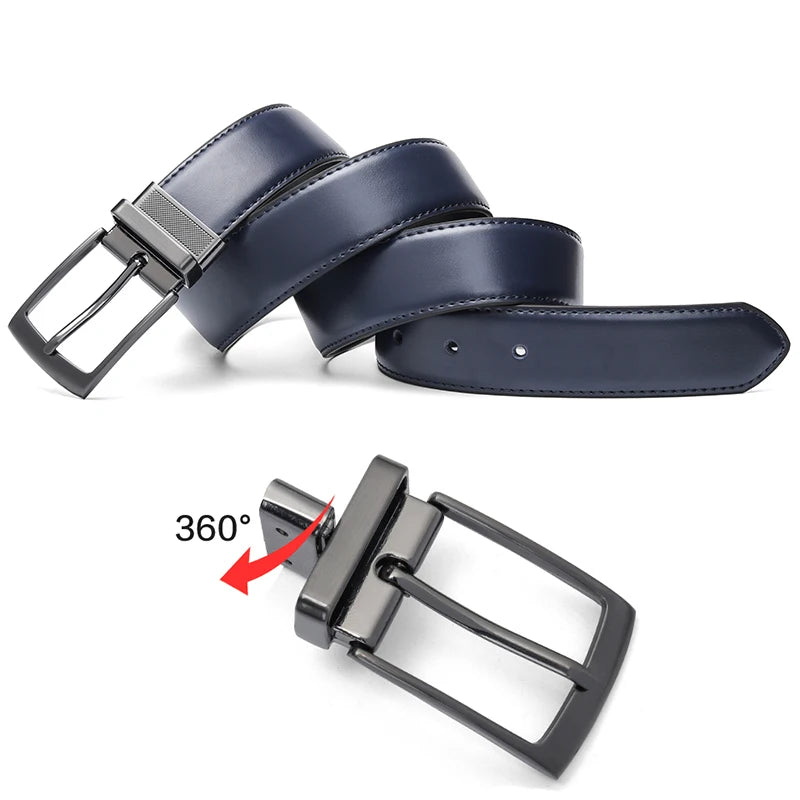 Ceinture Réversible En Cuir Pour Jeans Pour Homme Bleue Et Noire