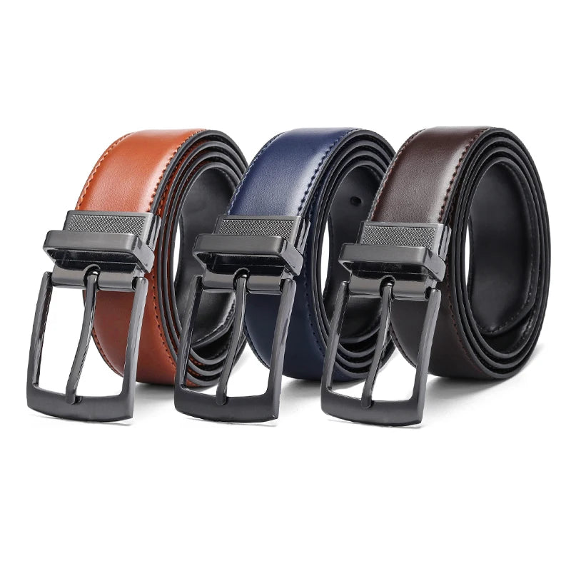 Ceinture Réversible En Cuir Pour Jeans Pour Homme Bleue Et Noire