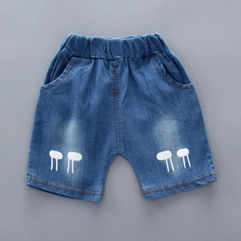 Baby Jungen Hemd Cartoon Tops Denim Shorts Hosen Outfits