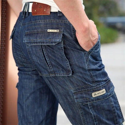Jean cargo multi-poches grande taille pour homme