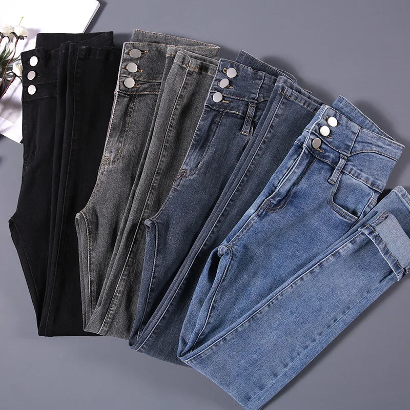 Vintage High-Waist Stretch Skinny Jeans for Women