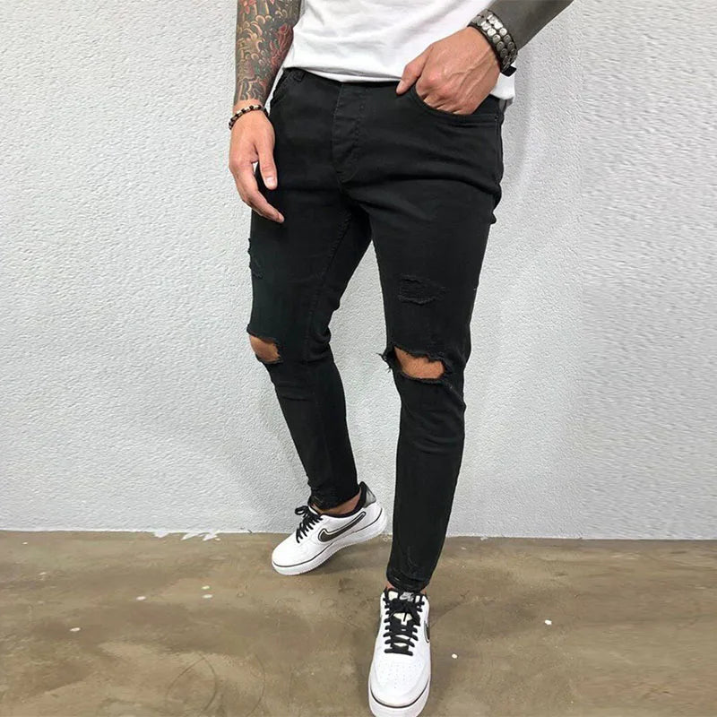 Zerrissene Skinny Jeans mit Knieloch für Herren