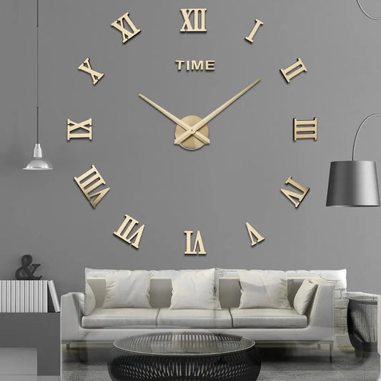 Horloge murale miroir acrylique 3D DIY Décoration de maison moderne