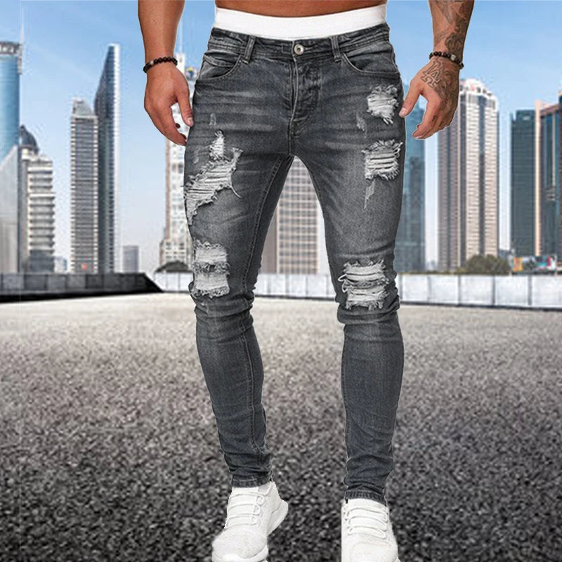 Zerrissene Vintage-Skinny-Jeans für Herren