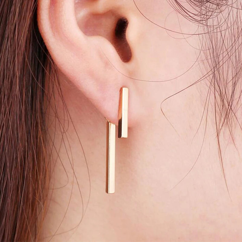 Simple T-Bar Drop Earrings for Women