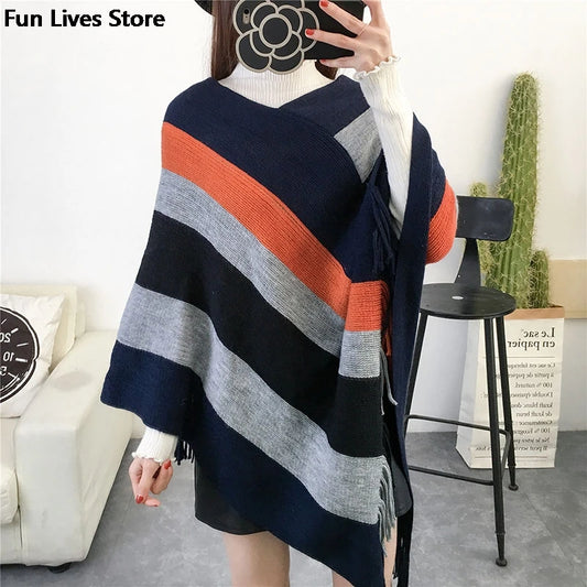 Vintage Patchwork Oversized Poncho for Women