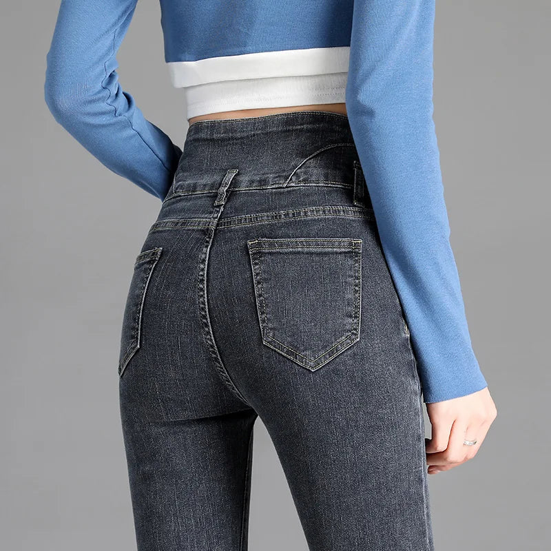 Vintage High-Waist Stretch Skinny Jeans for Women